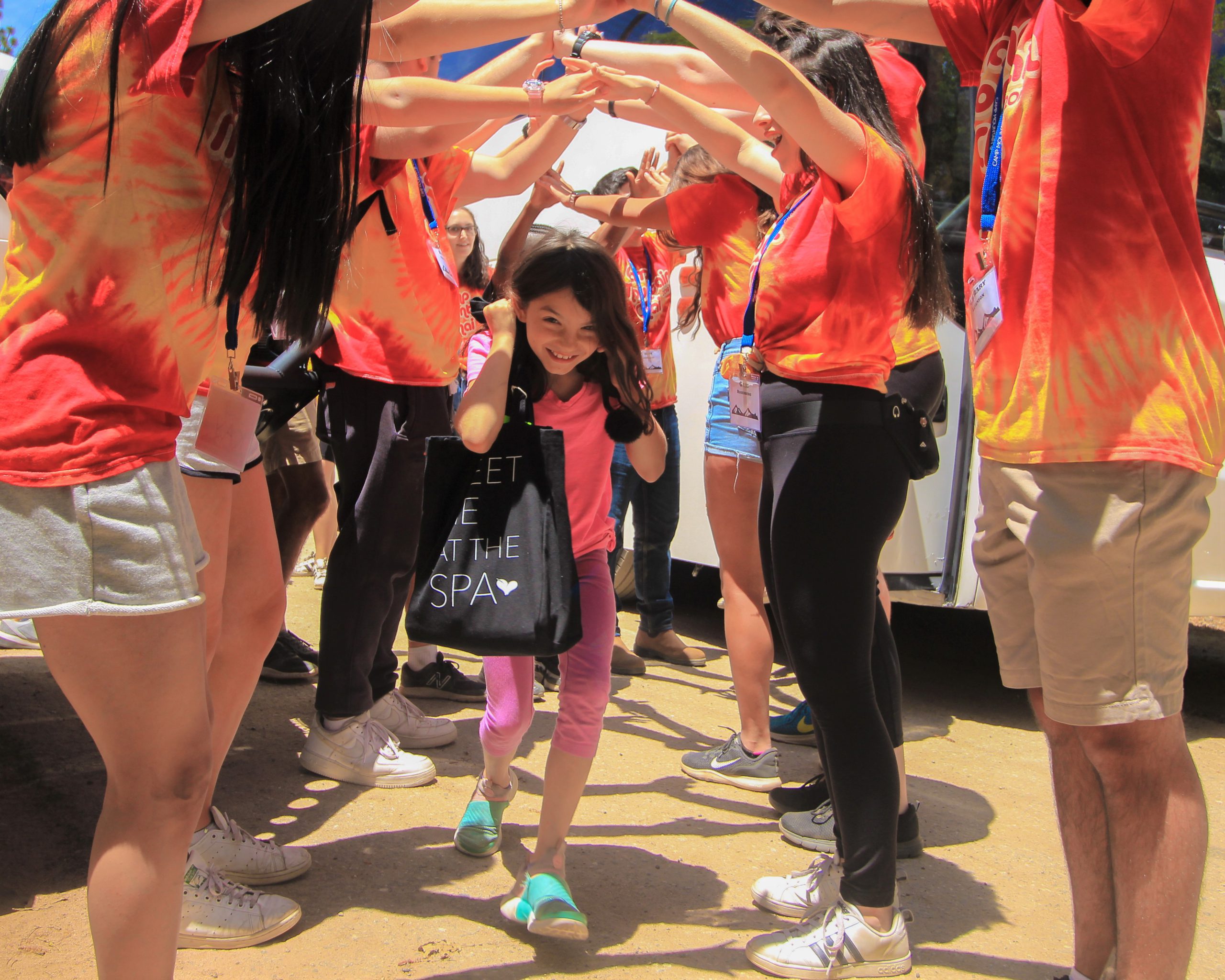 Exiting Bus at Camp